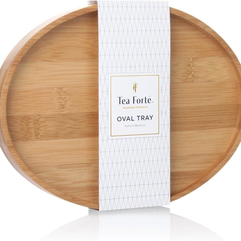 Natural Bamboo Small Oval Decorative Serving Tray for Tea, Coffee, Snacks, 9 in